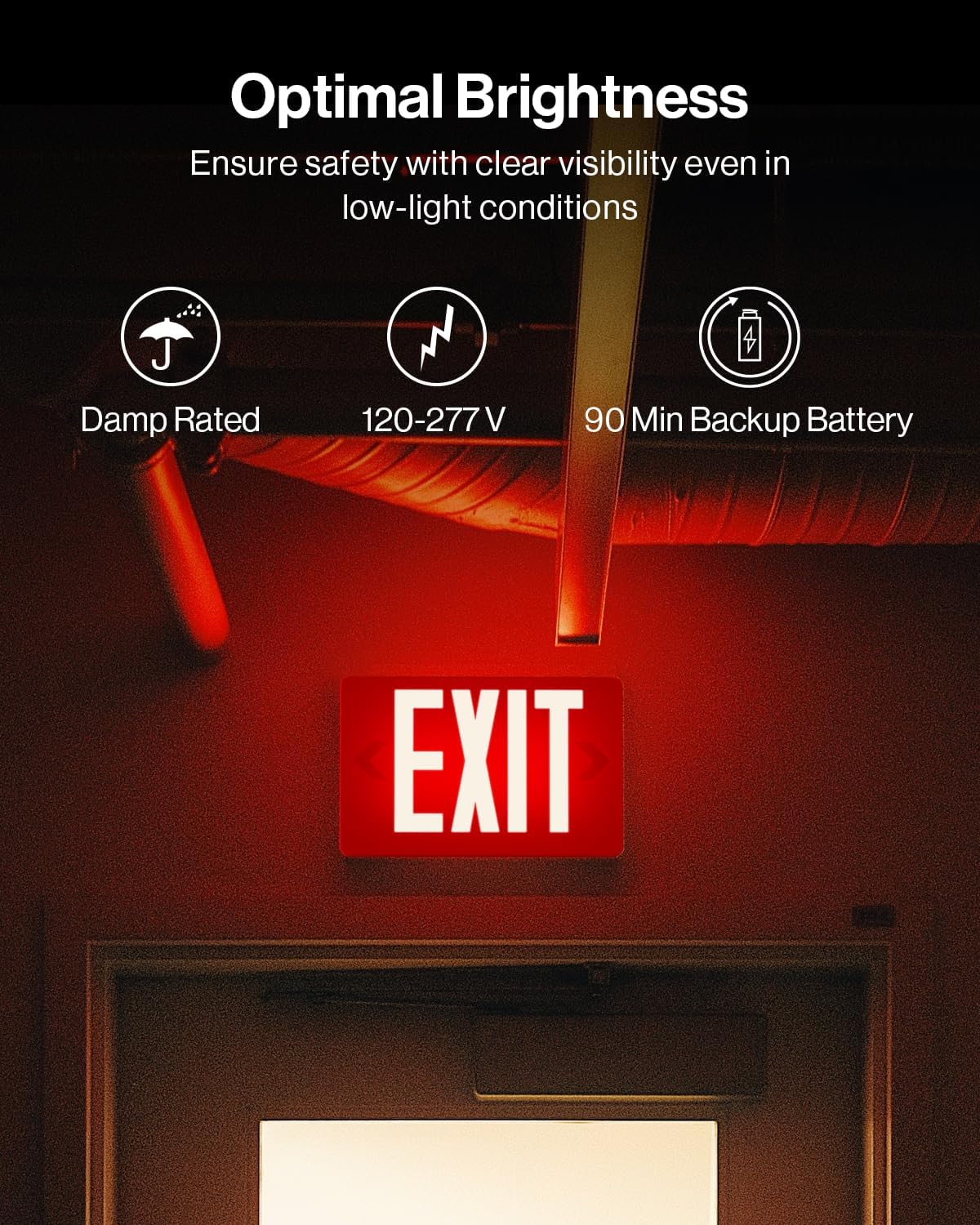 Sunco 6 Pack Red LED Exit Signs, Doublesided, 90 Minute Backup Battery