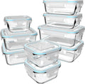 18 Piece Glass Food Storage Containers with Lids, Glass Meal Prep Containers, food storage Containers for Food