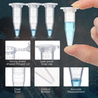 2000 Pcs 1.5ml Microcentrifuge Tubes with Safe Lock Snap Cap & Flip Lid Polypropylene Clear Plastic Tube with