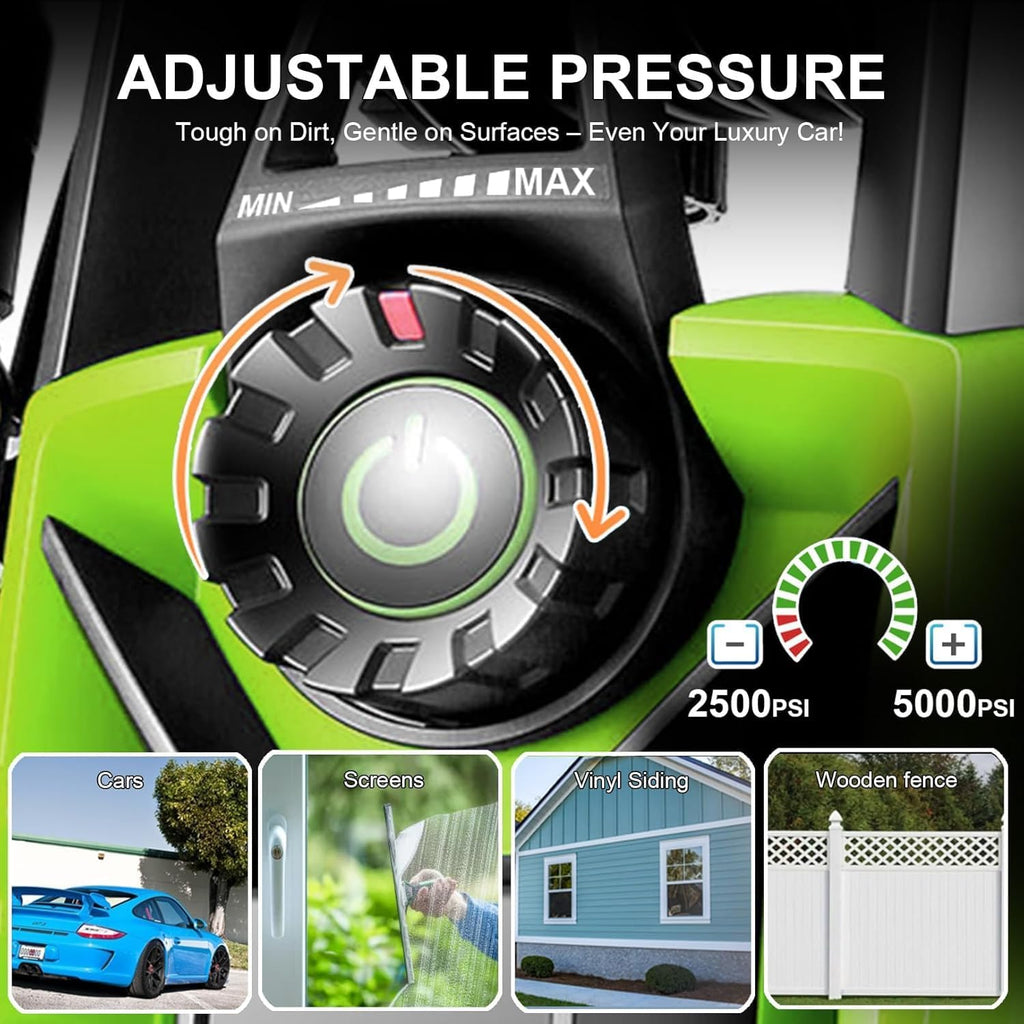 Electric Pressure Washer 5000 PSI Power Wahser with Pressure Control | Powerwashers for Homeowners, 33FT Hose, 500ml