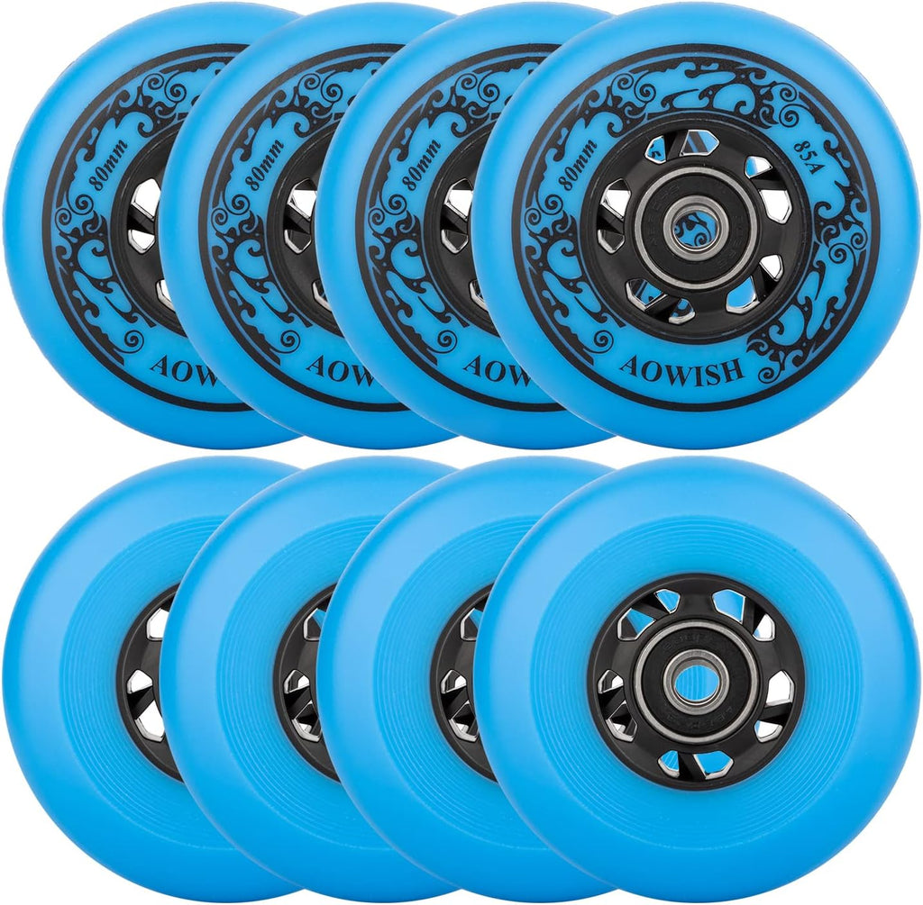Inline Skate Wheels, Outdoor Asphalt Formula, 8-Pack