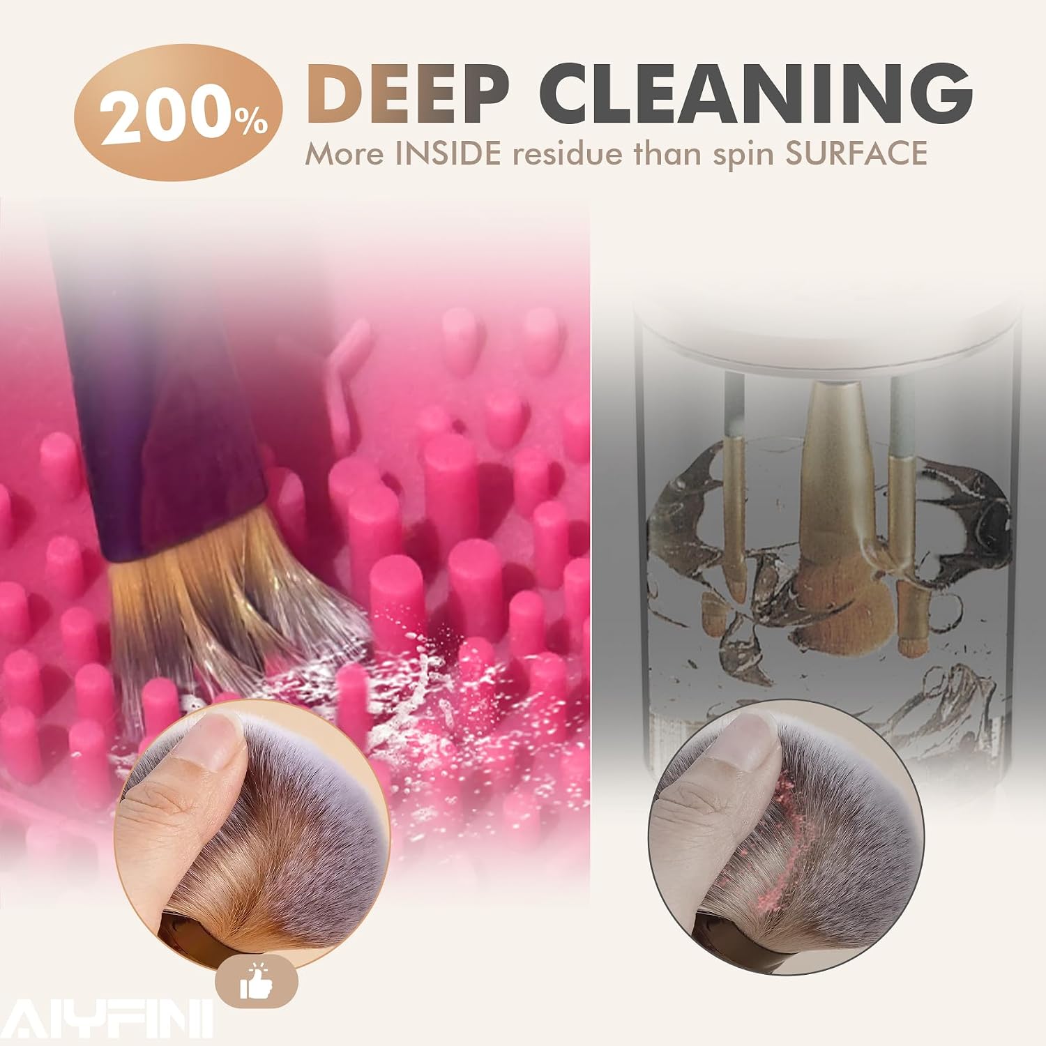 Electric Makeup Brush Cleaner Machine, Powerful Friction Removes Residue on Make up Brushes Set/Sponge/Powder Puffs