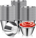 50 Pcs Metal Sauce Cups 2.5oz Ramekins, Stainless Steel Dipping Sauce Cups Metal Condiment Container Reusable Round
