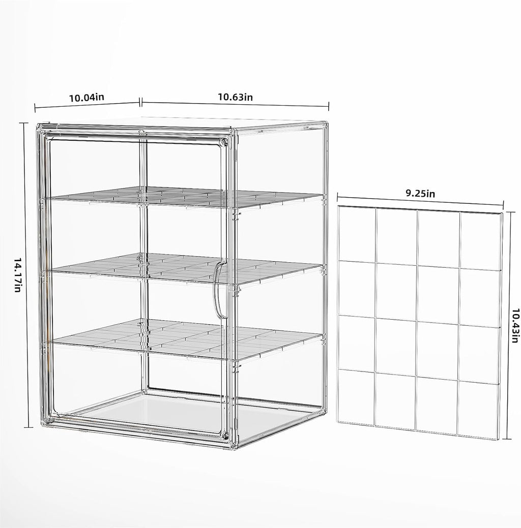 Pastry Display Case, 3 Tier Bread Box for Kitchen Countertop, Acrylic Cookie Display Stand with Magnetic Door, Large