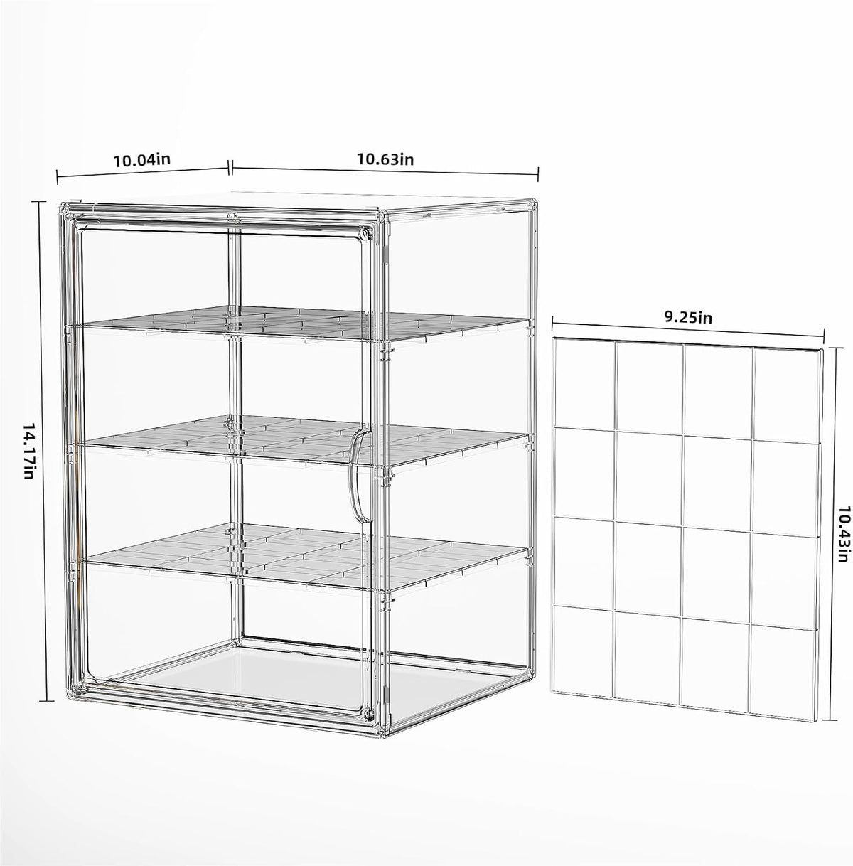 Pastry Display Case, 3 Tier Bread Box for Kitchen Countertop, Acrylic Cookie Display Stand with Magnetic Door, Large