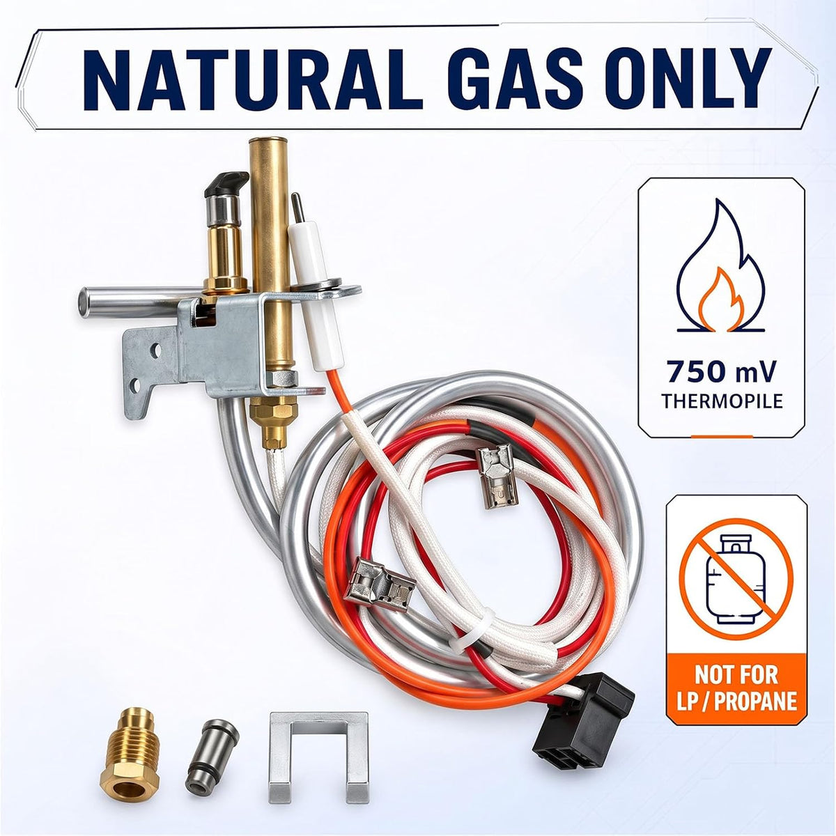 100112330 Water Heater Pilot Assembly with Thermopile, Replaces 9007876