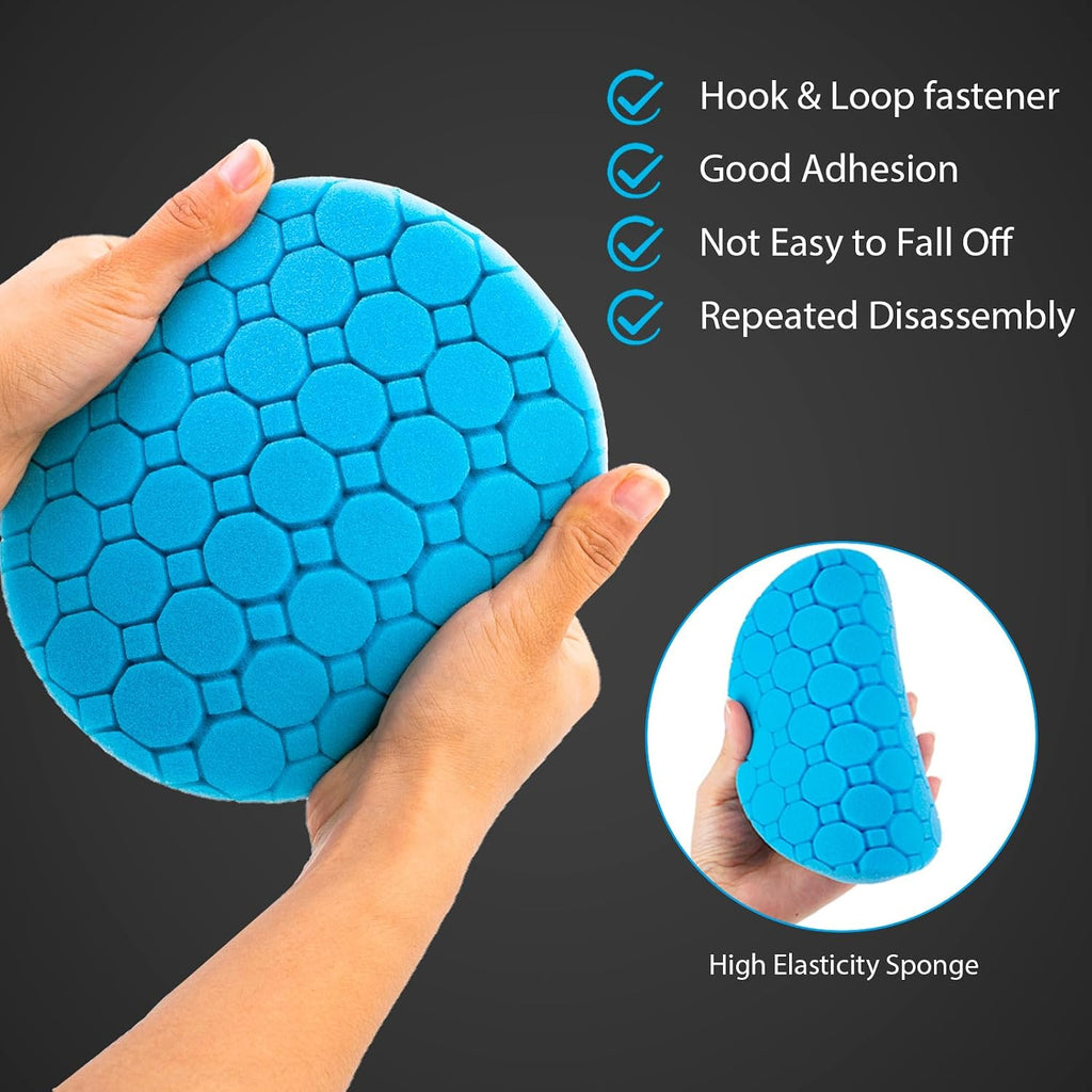 Buffing Polishing Pads, 5Pcs 5.5 Inch Face for 5 Inch Backing Plate Compound Buffing Sponge Pads with Hex Logic