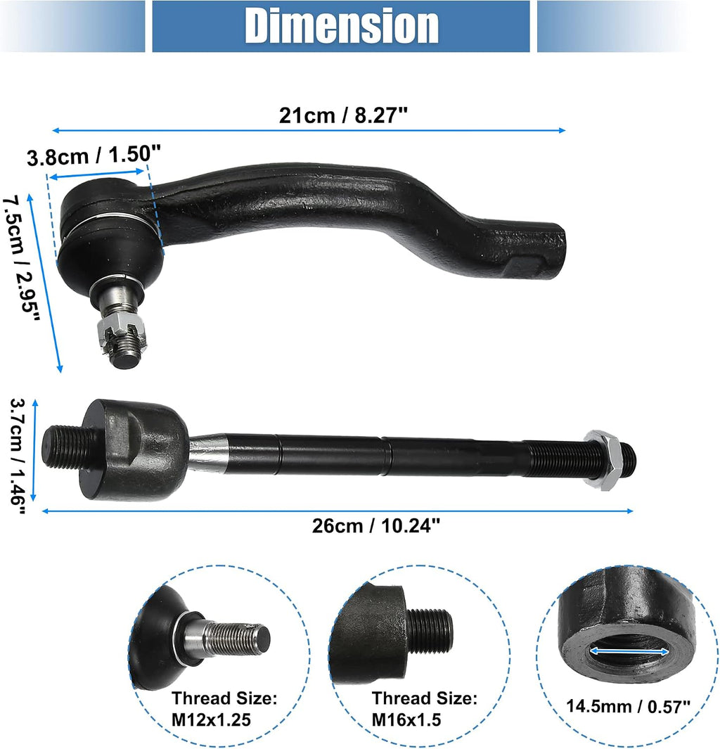 X AUTOHAUX 6pcs Front Inner Outer Tie Rod End Links Suspension Steering Tie Rod End Kit for Toyota RAV4 2006-2018 EV800328 ES800054 ES800053