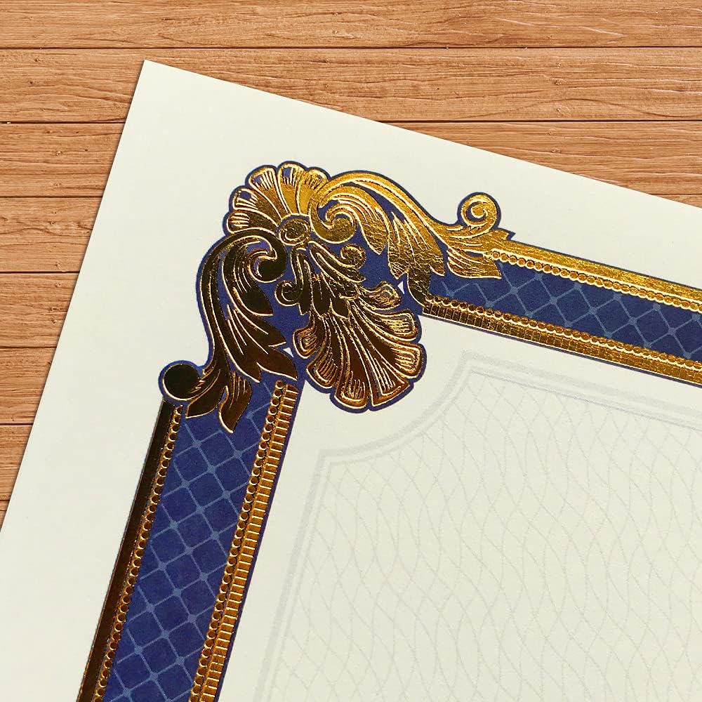 Award Certificate Paper, Gold Foil Blank Certificate Paper sheets 8.5 x 11 for Printing, Laser and Inkjet Printer