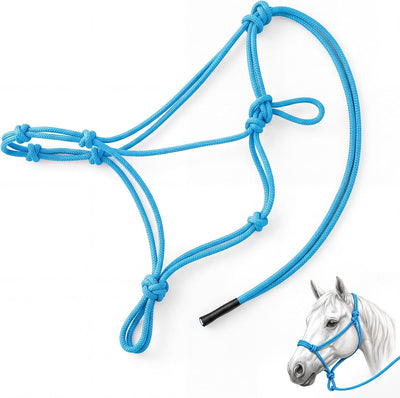 4‑Knot Rope Training Halter for Horses Ponies Foals 1/4" Navy