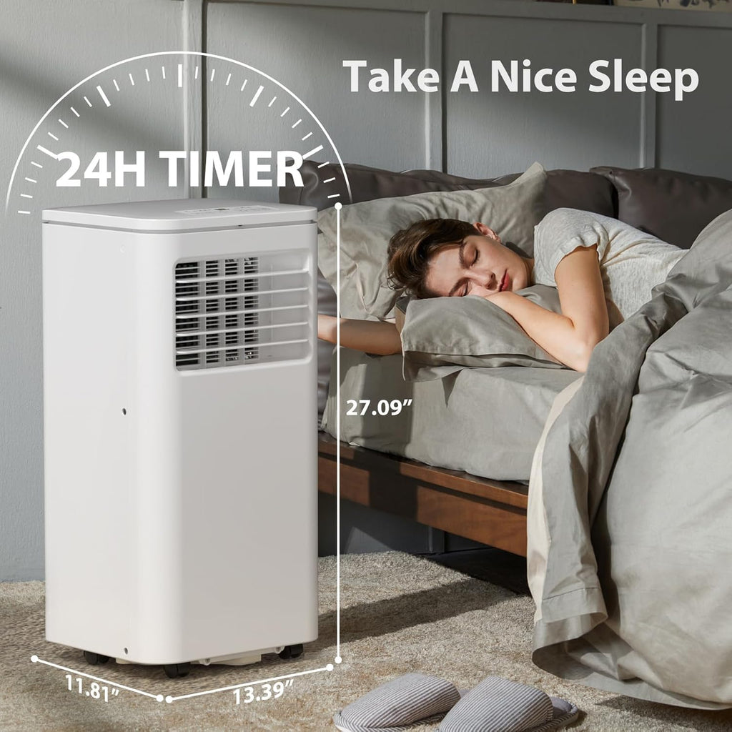 Portable Air Conditioner 8000 BTU,5-in-1 AC Unit with Cool, Dehumidifier, Fan, Sleep & Timer Modes, Auto Swing, Child