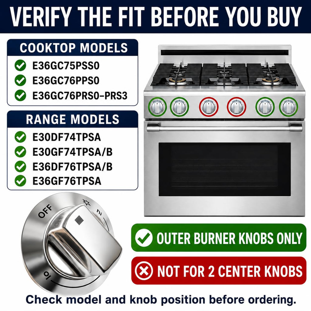 6-Pack 318242275 Burner Control Knobs for Electrolux Ranges and Cooktops