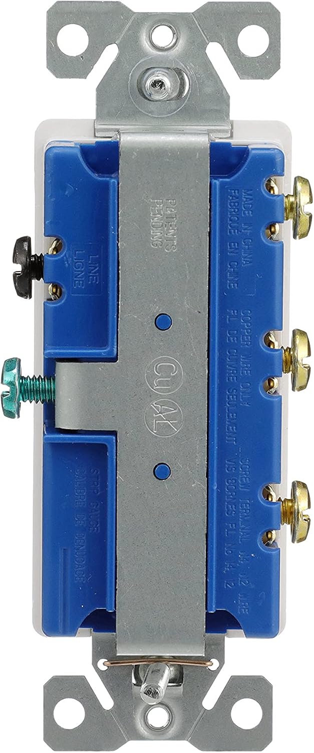 Eaton 7729W-SP 15-Amp 120-Volt Decorator Heavy Duty Grade Three Single-Pole Combination Switches, White