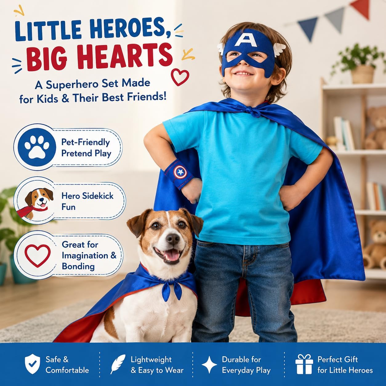 Superhero Capes and Masks for Kids - Satin Capes and Felt Masks for Boys