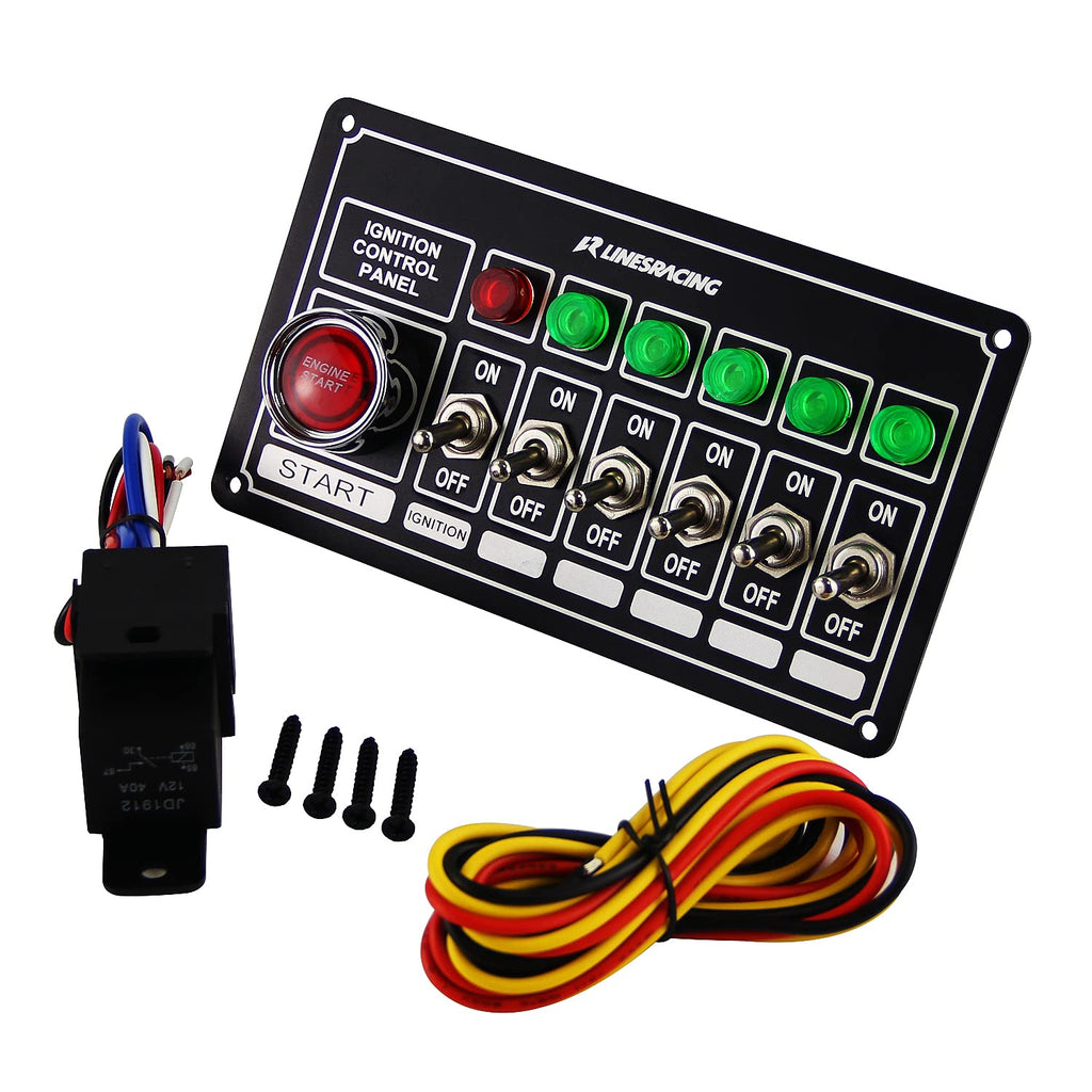 PKSABB Ignition Switch Panel Kit Engine Start 6 Switch Racing Car Ignition Switch Panel