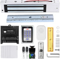 Access Control System 600lb Electric Magnetic Door Lock Kit: RFID Keypad, Remotes, Exit Button, Close to Entry Keypad