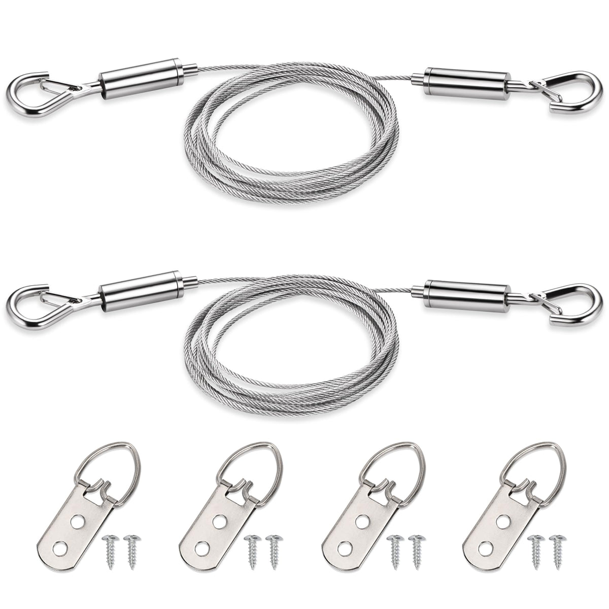 2 Pack Picture Hanging Wire Kit with D Rings - 25kg Load Capacity