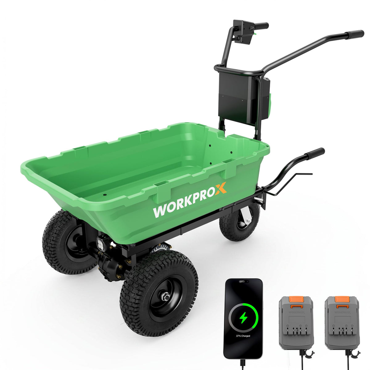 X 40V Electric Wheelbarrow, 440 lbs Load Capacity