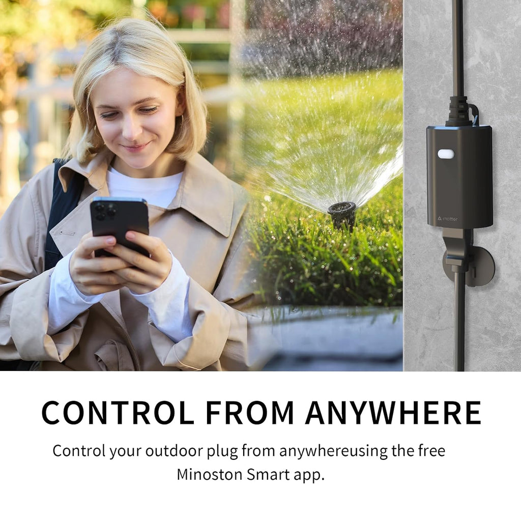 Matter Outdoor Smart Plug WiFi Heavy Duty Plug-in Outlet IP65 Waterproof, Compatible with Alexa Apple Home