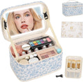 Makeup Bag With LED Mirror, Lightweight Travel Makeup Bag With 3 Color Setting Light Up Mirror Cosmetic Makeup