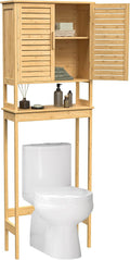 Over The Toilet Storage Cabinet, Bathroom Cabinet with Adjustable Inside Shelf and Bottom Stabilizer Bar