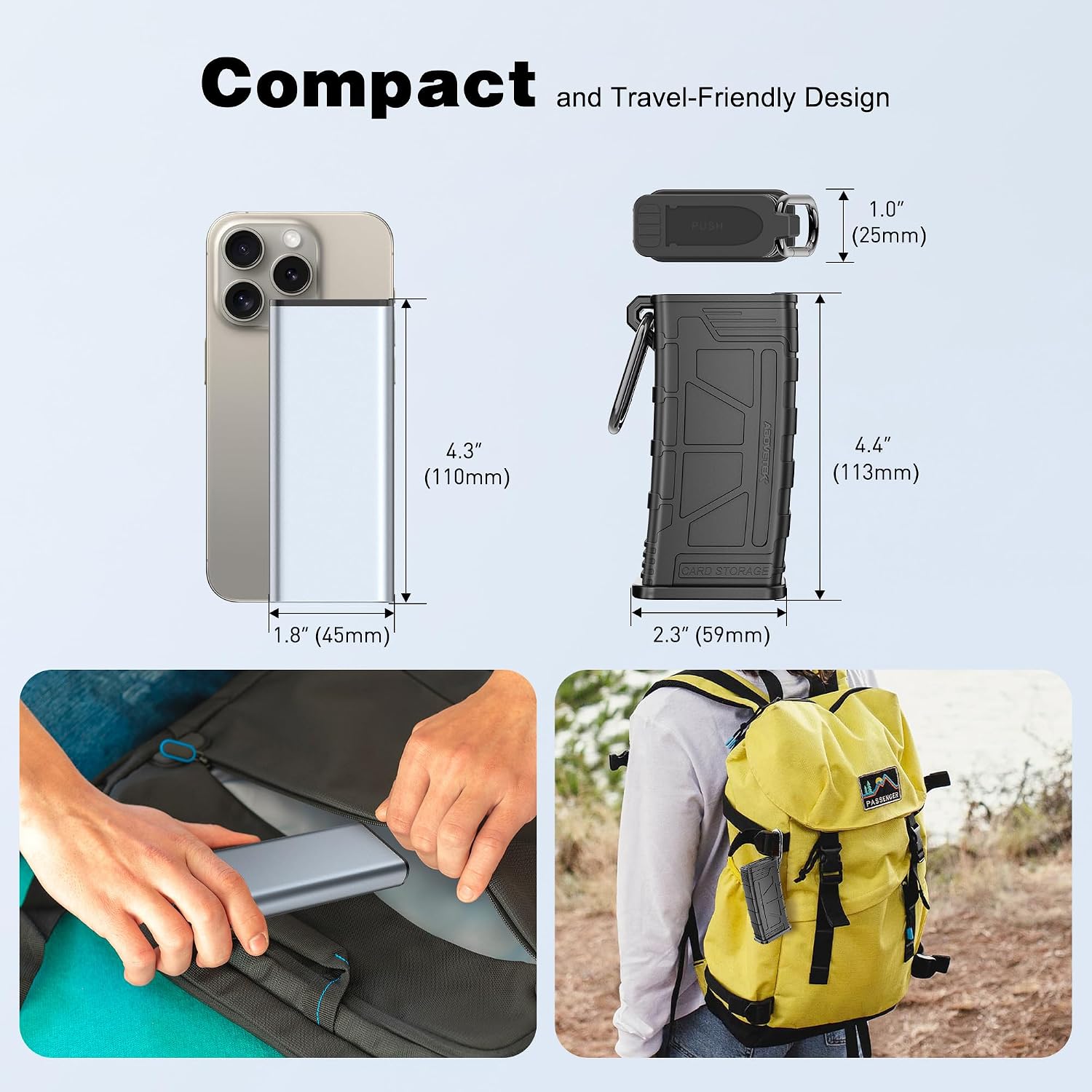 High-Speed SD Card Reader, 2-in-1 SD/Micro SD Card Holder & Reader, USB 3.1 Type-C UHS-II SD Cards Storage Case for