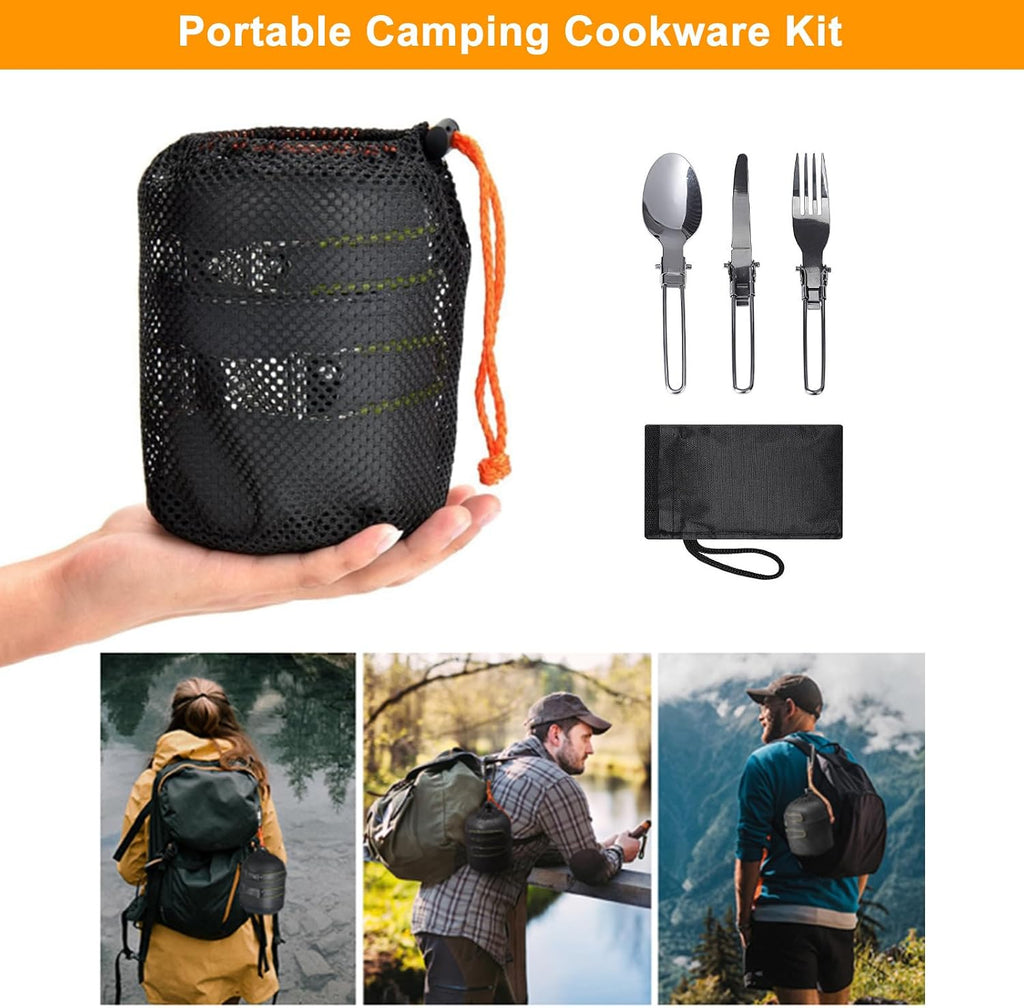 Camping Cookware Mess Kit Backpacking Pot Gear Camping Cooking Pots and Pans Set Camp Kitchen Equipment Accessories