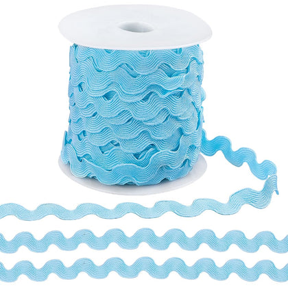 27.34 Yard Rick Rack Trim 3/8 Inch Wave Bending Fringe Trim Light Sky Blue Zig Zag Rick Trims with 1Pcs Spool S