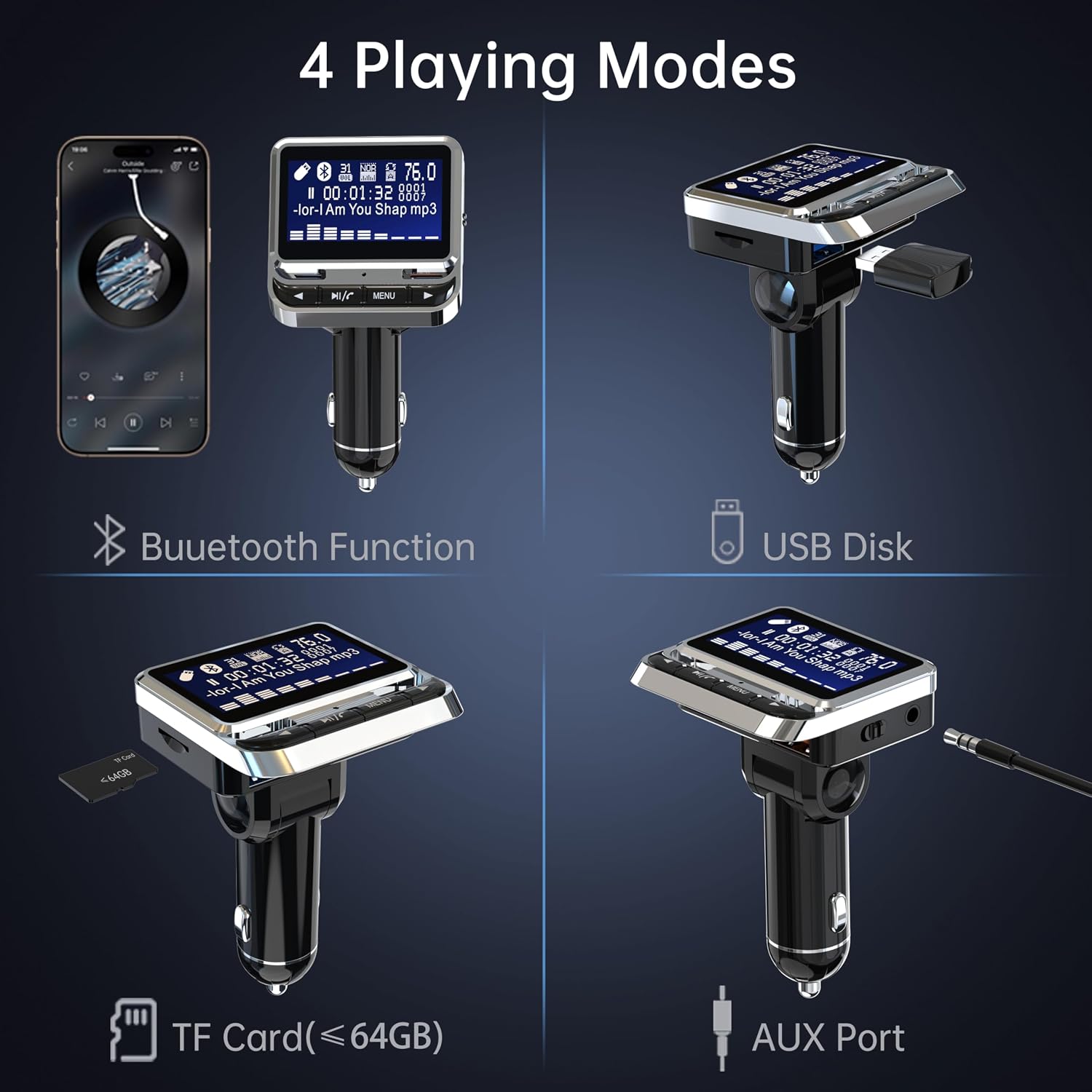 Bluetooth FM Transmitter for Car, Wireless Radio Adapter, 38W [PD 20W + QC 3.0], Handsfree Auto Kit with Remote