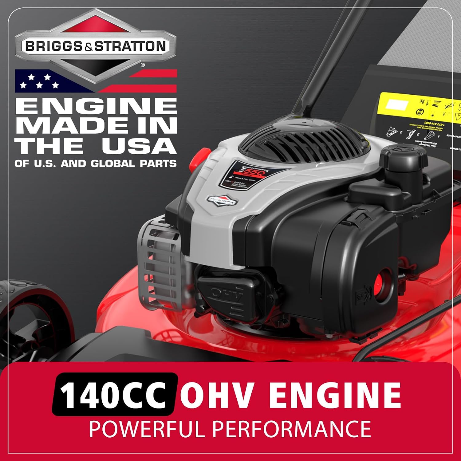 21" Self-Propelled Gas Lawn Mower, 140cc Briggs & Stratton Engine, 3-in-1 Mulching/Bagging/Side Discharge, 6 Cutting