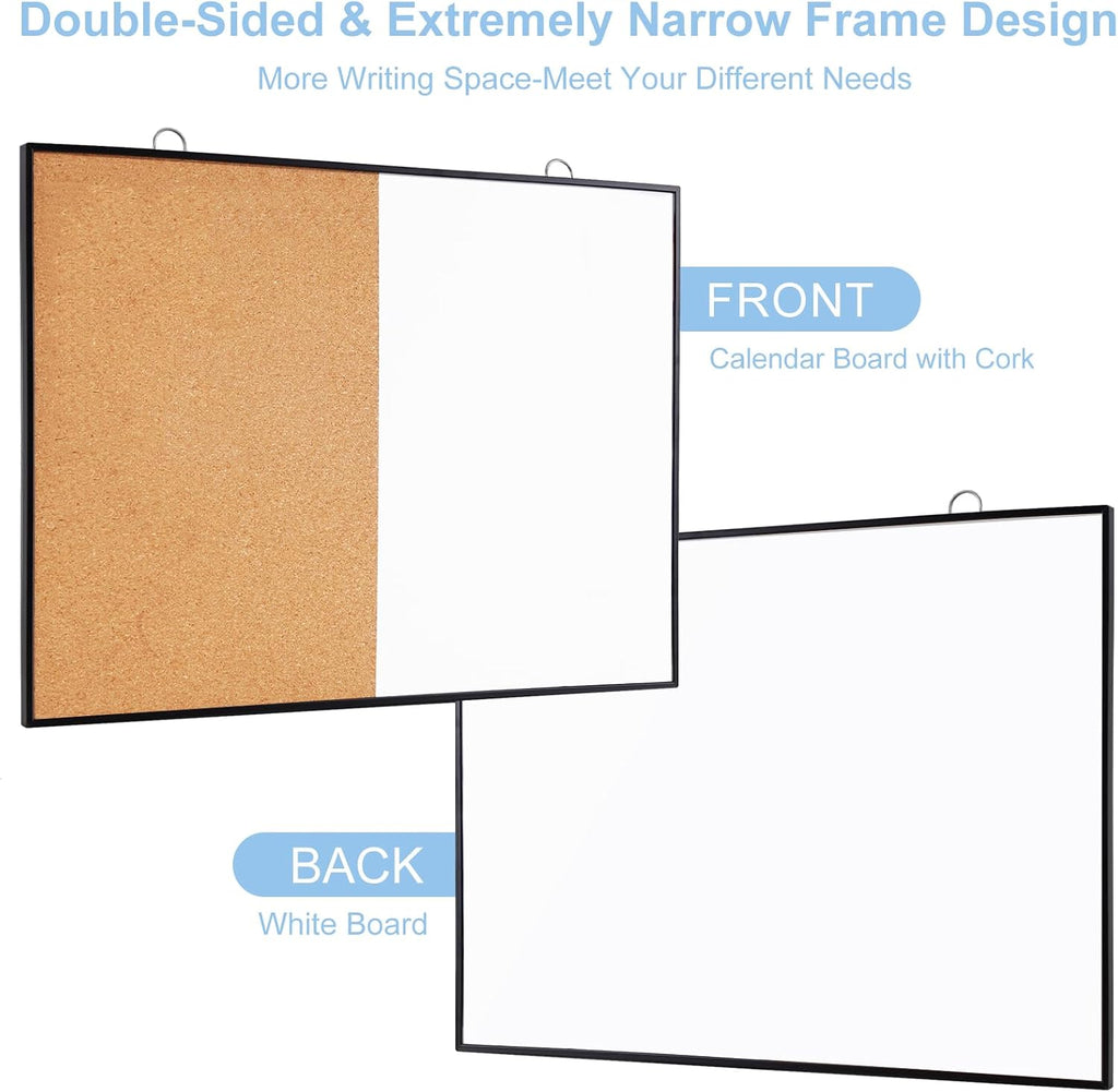 Cork Board White Board Combo, 12"X16" Small Bulletin Board for Wall, Double-Sided Magnetic Dry Erase Corkboard