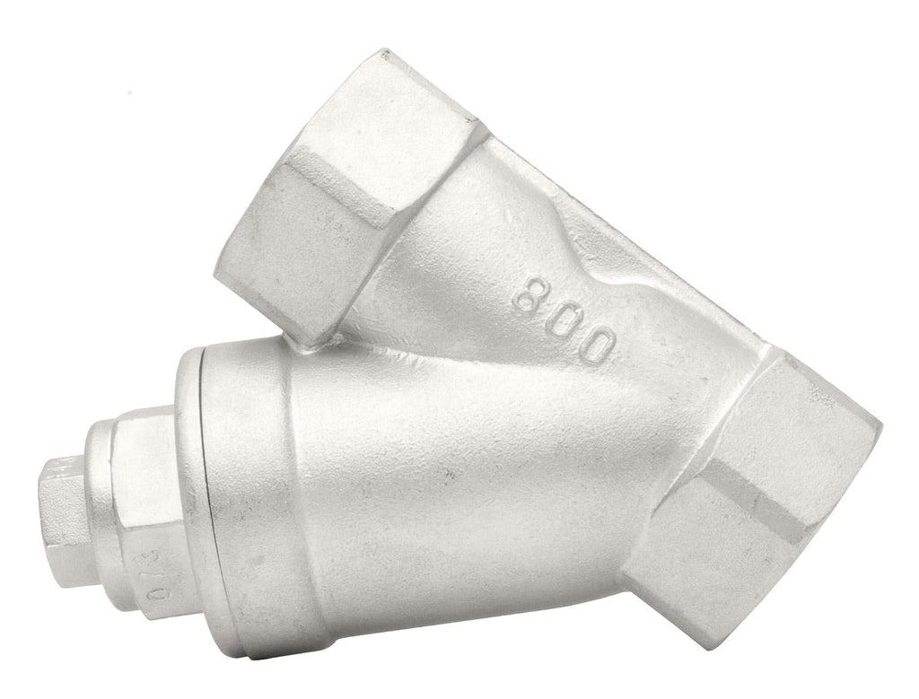 1" Stainless Steel Y-Strainer - 800WOG, FxF NPT