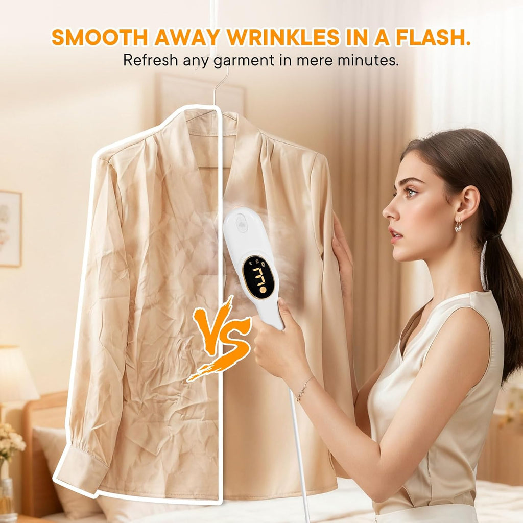 Smart Travel Steamer for Clothes, 1200W Handheld mini travel Steam All-in-One Portable Steamer Iron with LCD Display