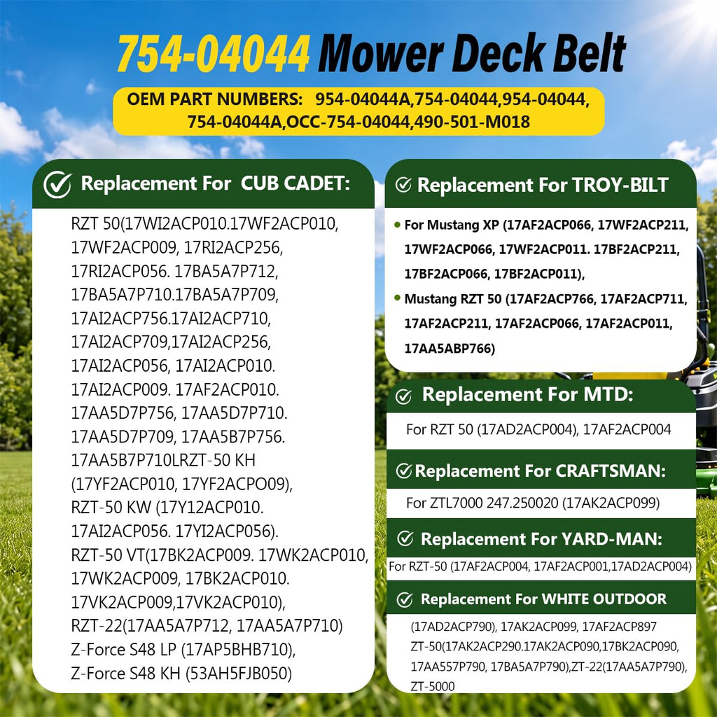 754-04044 Deck Belt 134" x 0.5" Replacement for Cub Cadet