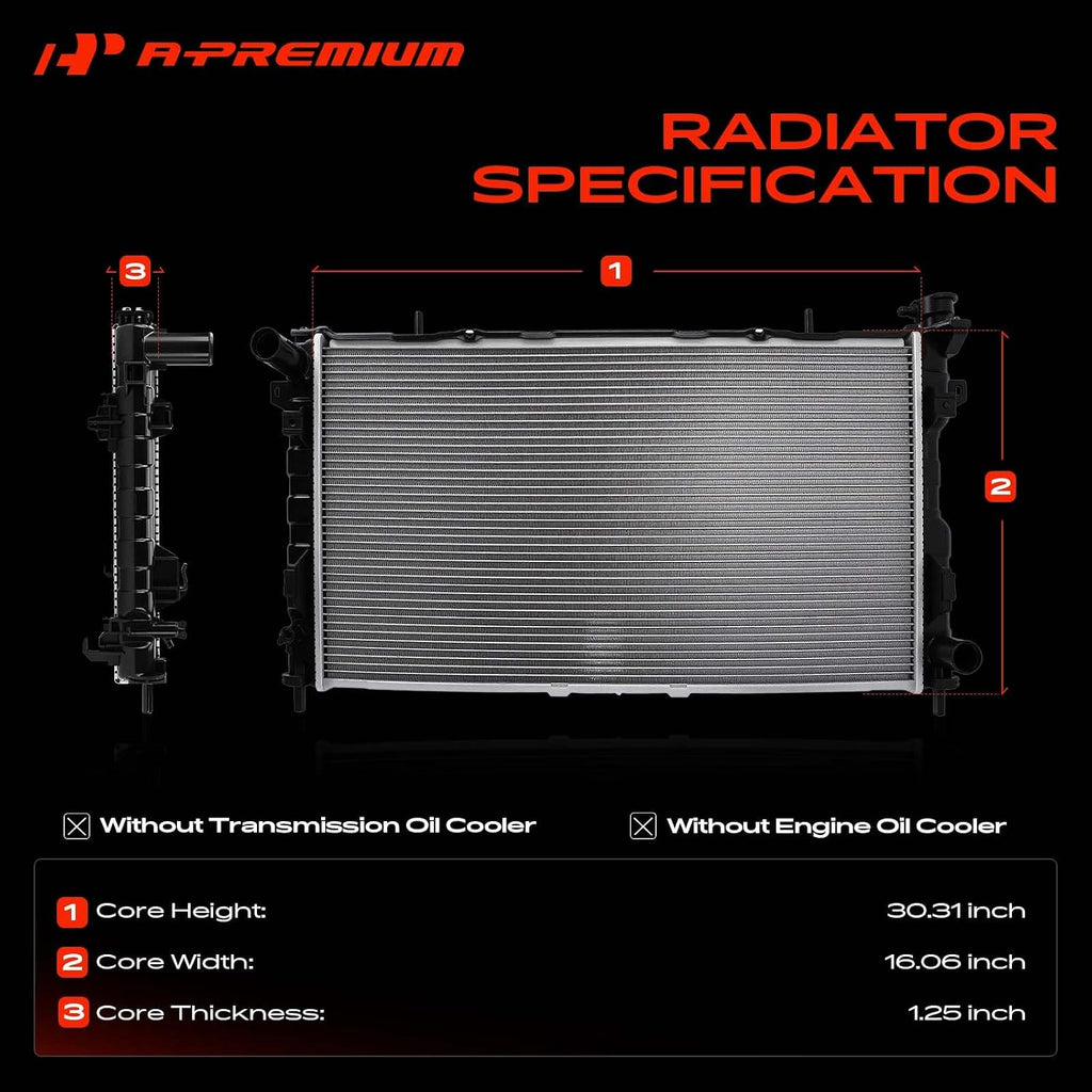 A-Premium Engine Coolant Radiator Assembly Compatible with Chrysler, Dodge