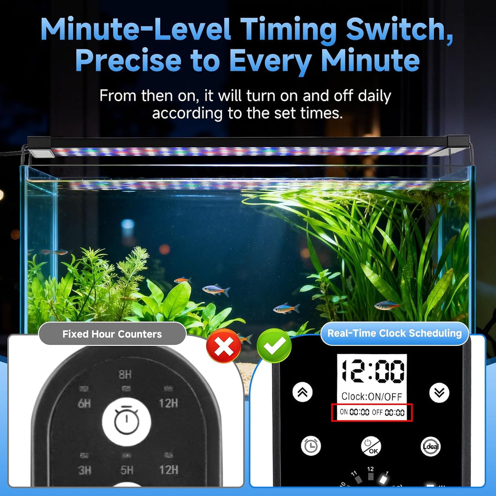 24/7 Led Aquarium Light with Auto Time Sync, 12-18 Inch