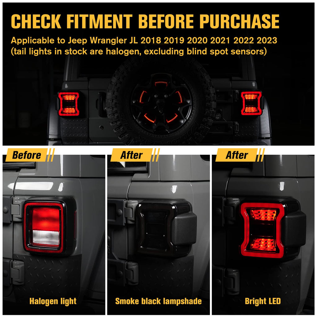 LED Tail Lights for Jeep Wrangler JL 2018-2026 Accessories