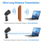 Barcode Scanner Wireless, 1D Laser Bar Code Scanners with Stand 2.4G Wireless & USB Wired Connection Plug and Play 2