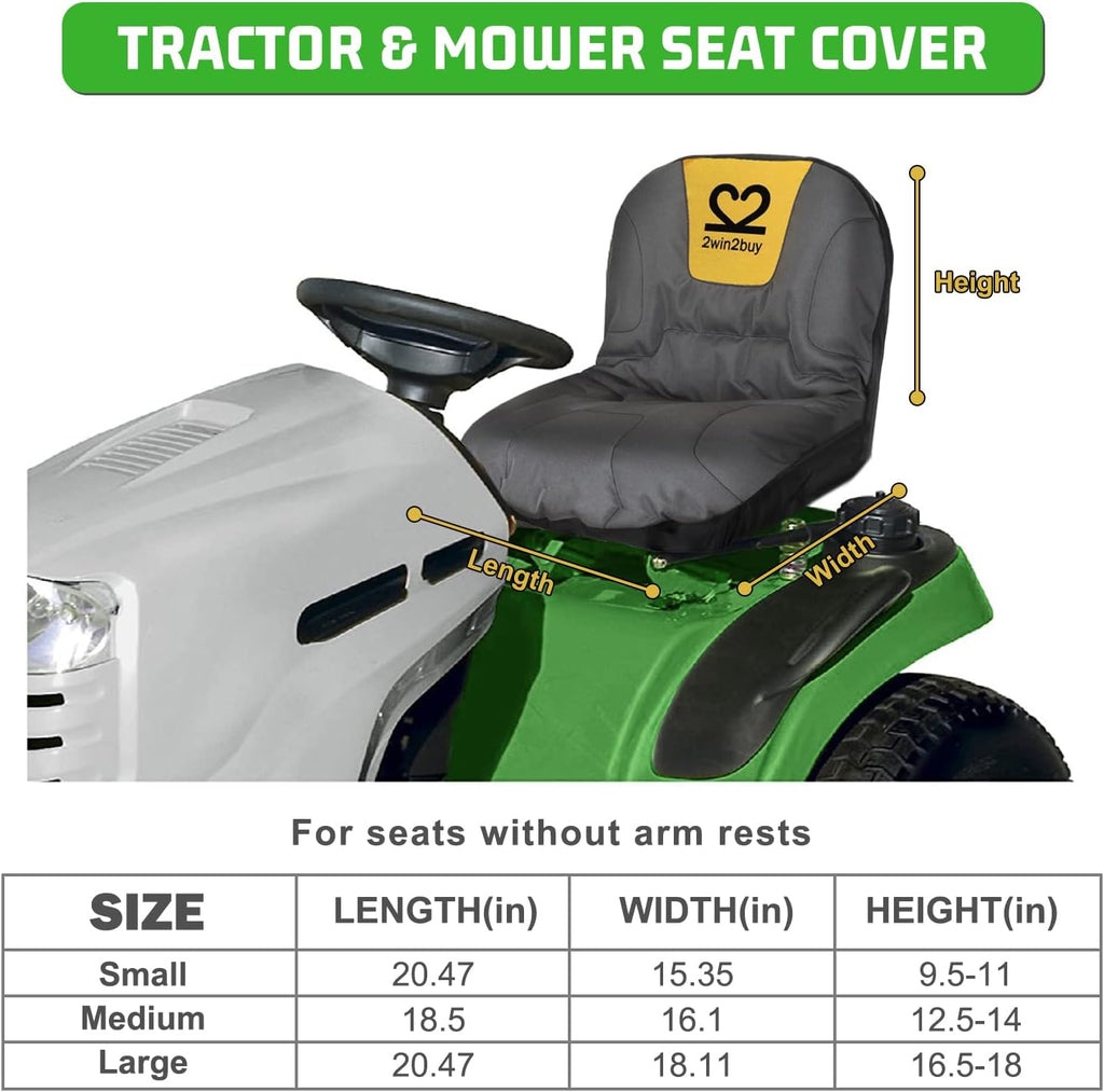 Riding Lawn Mower Seat Cover 600D Non Slip Tractor Seat Cover with Padded | Heavy Duty Seat Covers Universal Fits for