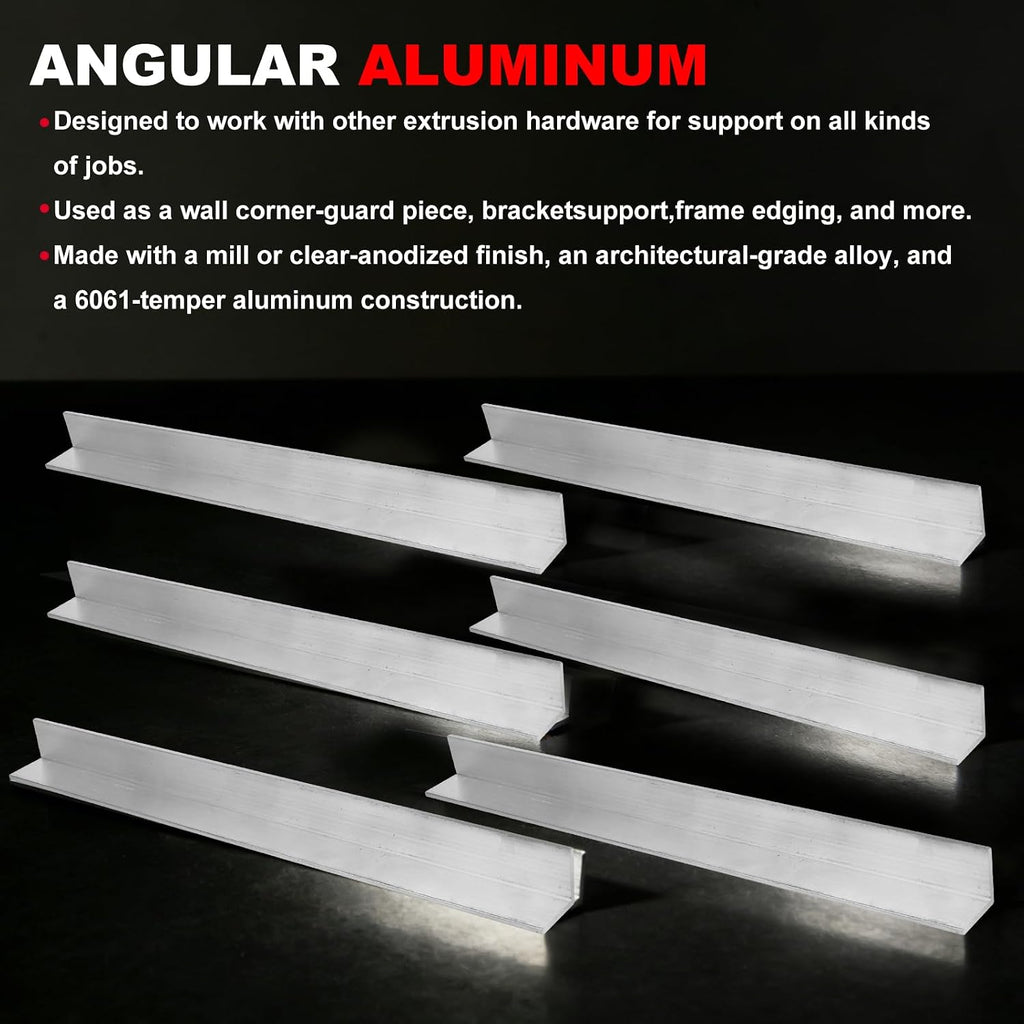 12" Aluminum Angle Stock, 1" x 1"x 1/8" Aluminum Angle Iron | 6061Aluminum, 1/8" Thick 6PCS