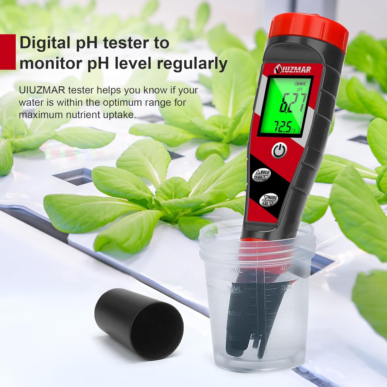 pH Meter for Water Hydroponics Supplies 4 in 1 pH PPM ECTester | pH Up and Down Tester Digital PPM Meter EC Meter