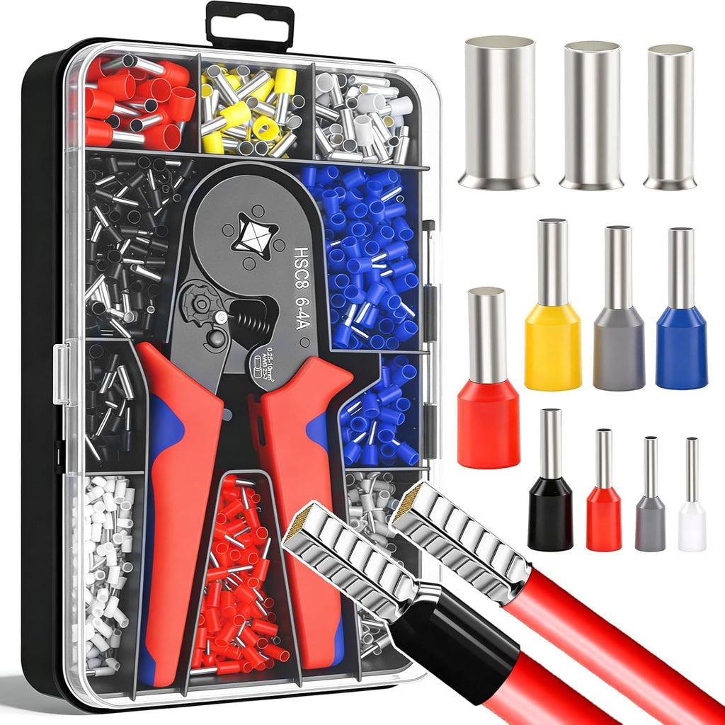 mankk 1500PCS Ferrule Crimping Tool Kit,Silver Plated Copper Crimp Terminal