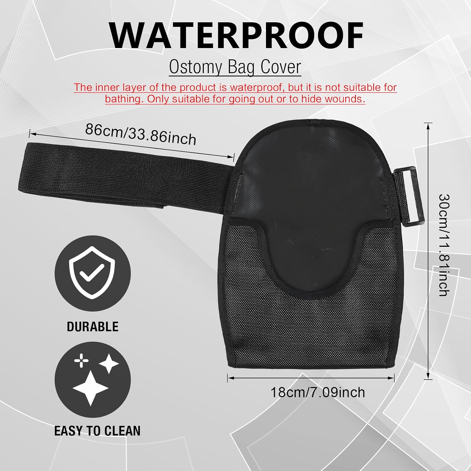 2 Pcs Ostomy Bag Cover with Adjustable Belt, Waterproof Pouch Liner