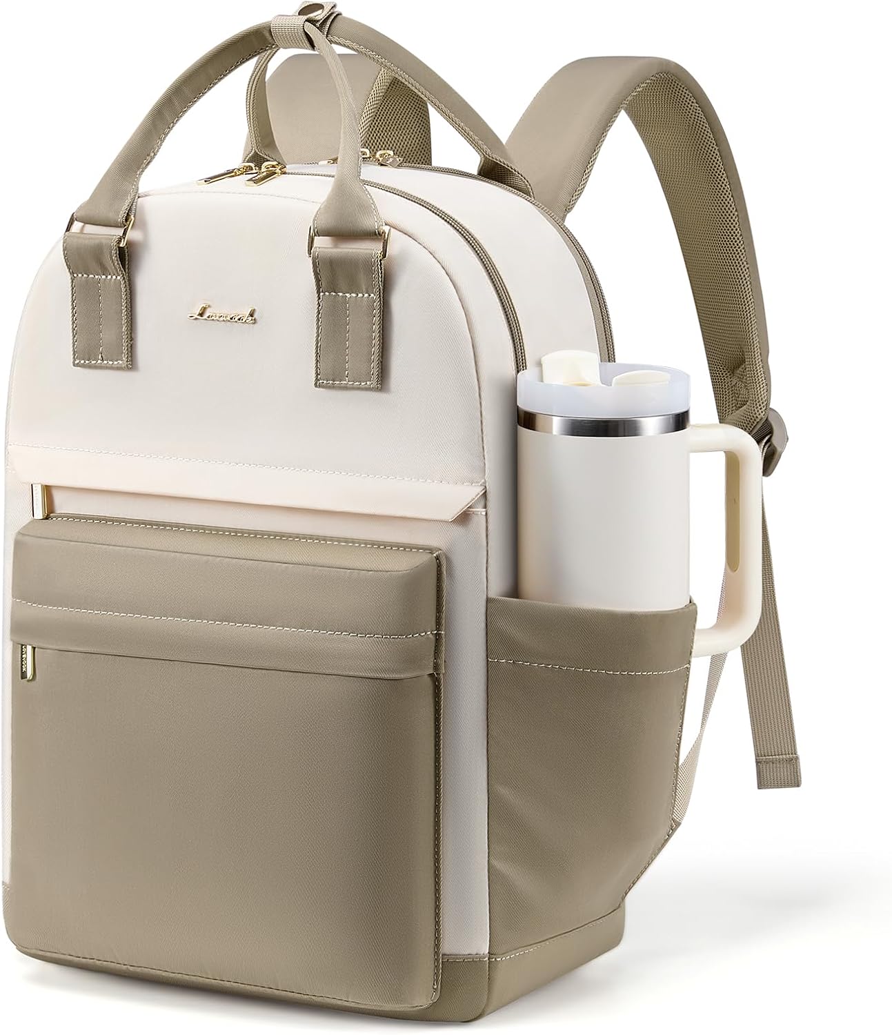 Laptop Backpack for Women with Giant Tumbler Holder Pocket, 15.6 inch Laptop Computer Bag Travel Backpack Purse