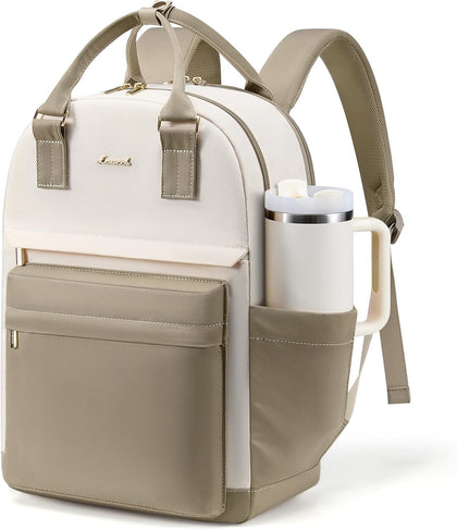Laptop Backpack for Women with Giant Tumbler Holder Pocket, 15.6 inch Laptop Computer Bag Travel Backpack Purse