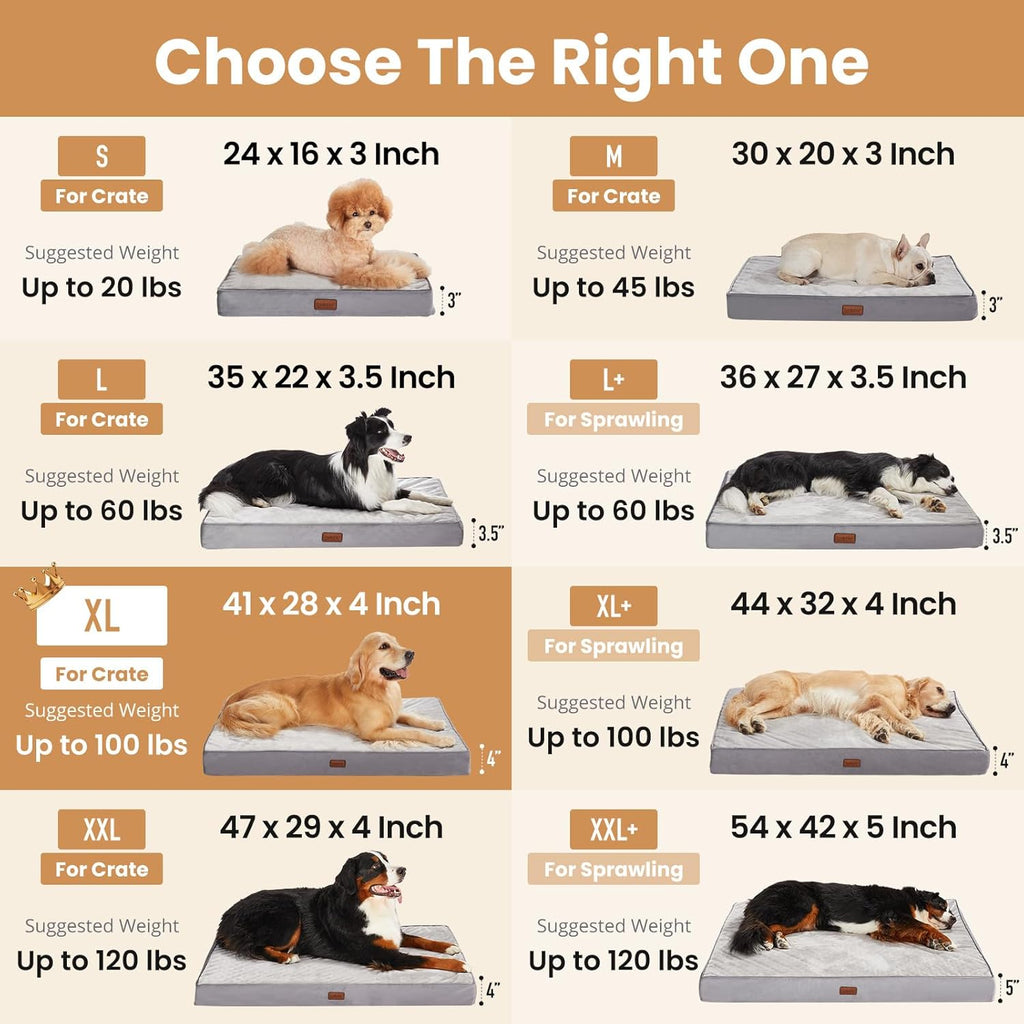 Orthopedic Waterproof Dog Bed for Extra Large Dogs, Machine-Washable Removable Cover in Easy-Clean Fabric, Reversible