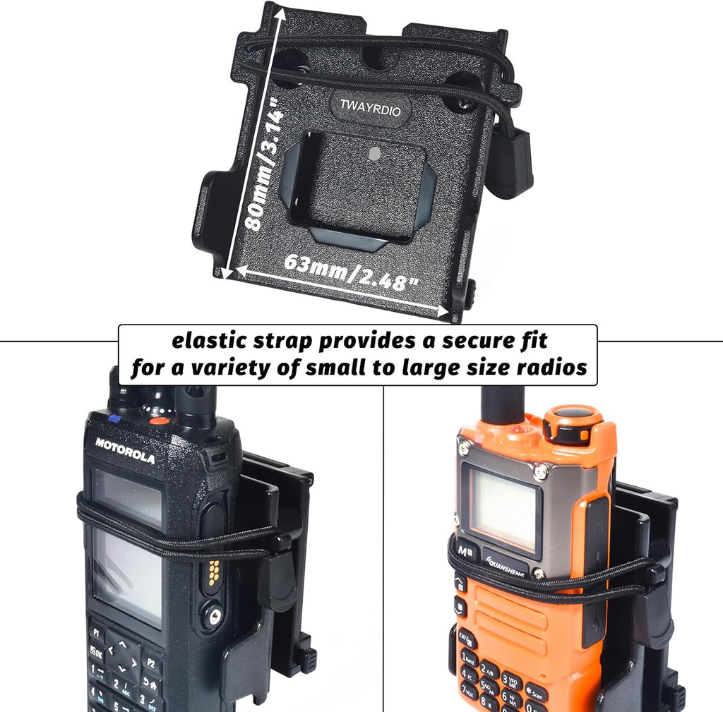 Handheld Radio Holster Holder w/Molle Attachment Clip for 1.75"/2"/2.25'' Belts, Tactical Vests, Backpacks, Universal