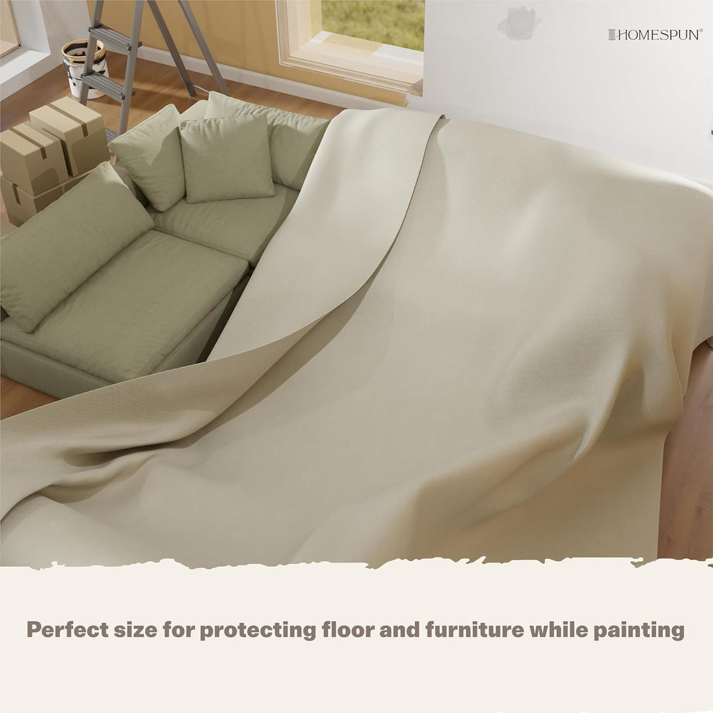 Reusable Heavy-Duty Absorbent Canvas Drop Cloth 12 x 9 ft