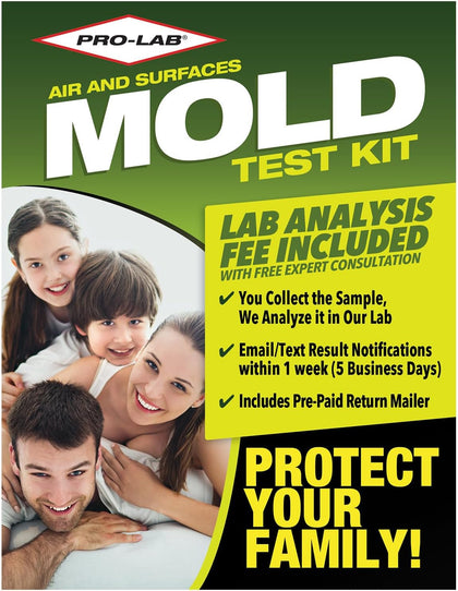 DIY Mold Test Kit - 1 LAB FEE Included (3 Test Methods: Air, Surface, Bulk.) AIHA Accredited Lab Analysis, Expert