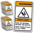 WARNING Pinch Point Labels #2 (10-Pack) – ANSI Z535 Safety Stickers, 3” x 5” Industrial Hazard Decals, OSHA